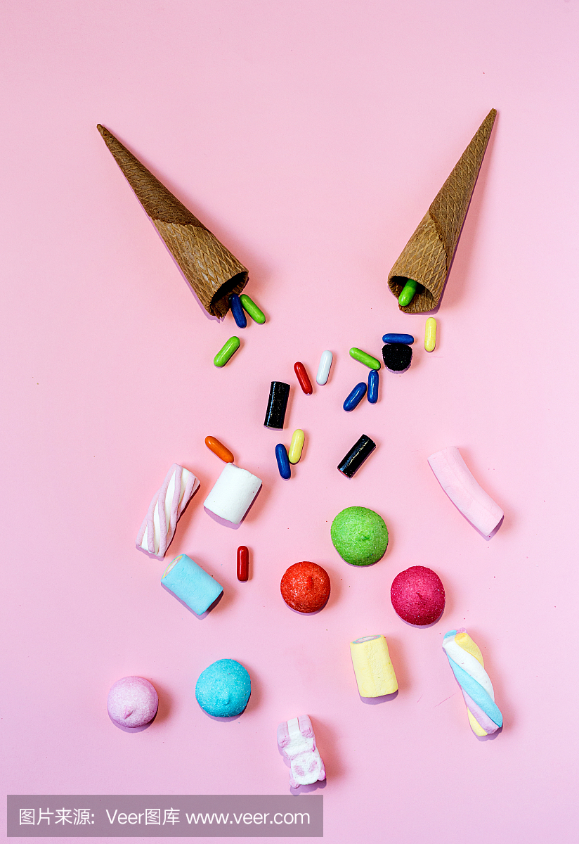 糖果和糖果的彩色背景