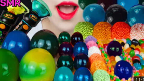 songsoon 冷色調果凍球,軟糖,繩子粒粒糖果,小糖果 食音咀嚼音