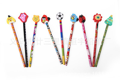 【插橡皮鉛筆卡通糖果鉛筆】價格,廠家,圖片,鉛筆,義烏市廿三里鎮恒宇鉛筆廠-