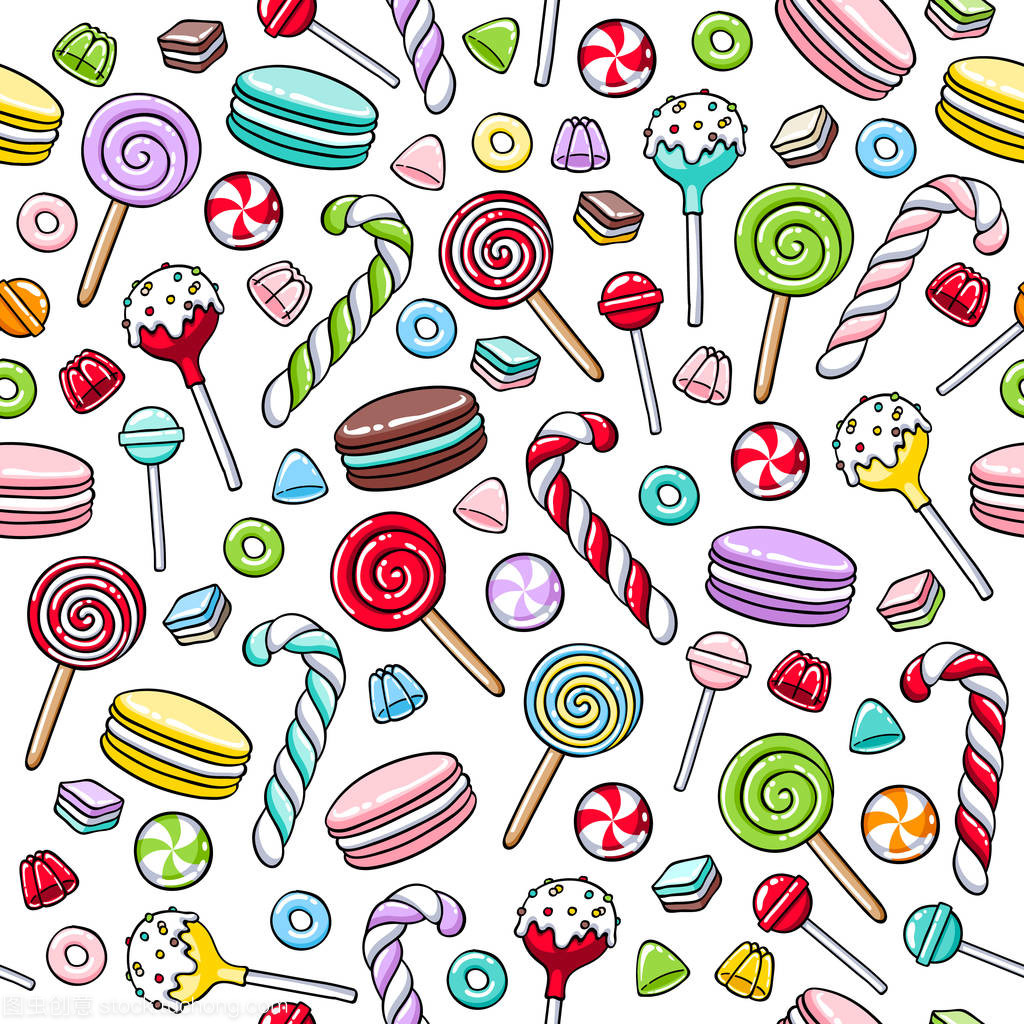 彩色糖果圖標背景-矢量插圖