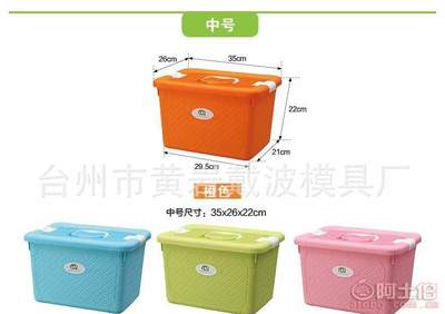 【一諾廠家直銷多彩簡約有蓋塑料糖果色手提收納箱多功能編織整理箱】臺州市黃巖戴波模具廠 - 產品庫